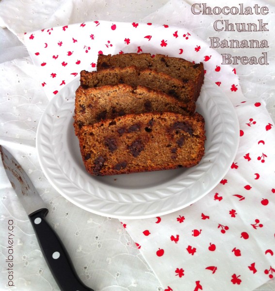 Gluten Free Dairy Free Chocolate Chunk Banana Bread | pastelbakery.ca