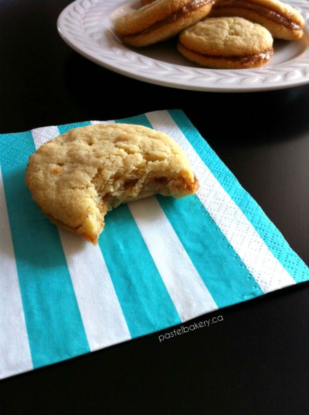 Gluten Free Vegan Almond Cookies with Salted Caramel Filling | pastelbakery.ca