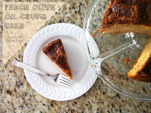 Gluten Free Dairy Free Peach Olive Oil Crumb Cake 1 | pastelbakery.ca