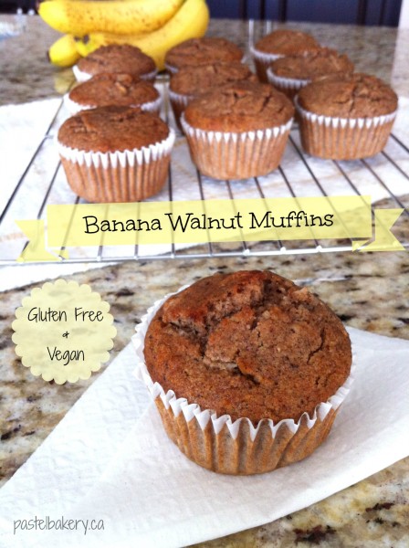 Gluten Free Vegan Banana Walnut Muffins-1 | pastelbakery.ca